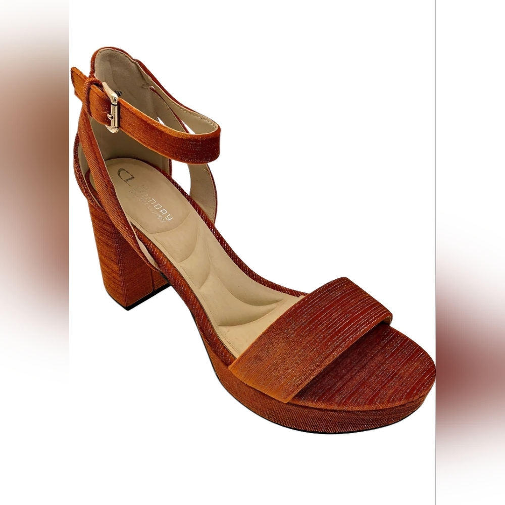 CL By Chinese Laundry Sparkle Velvet Orange Heel  Sz 8